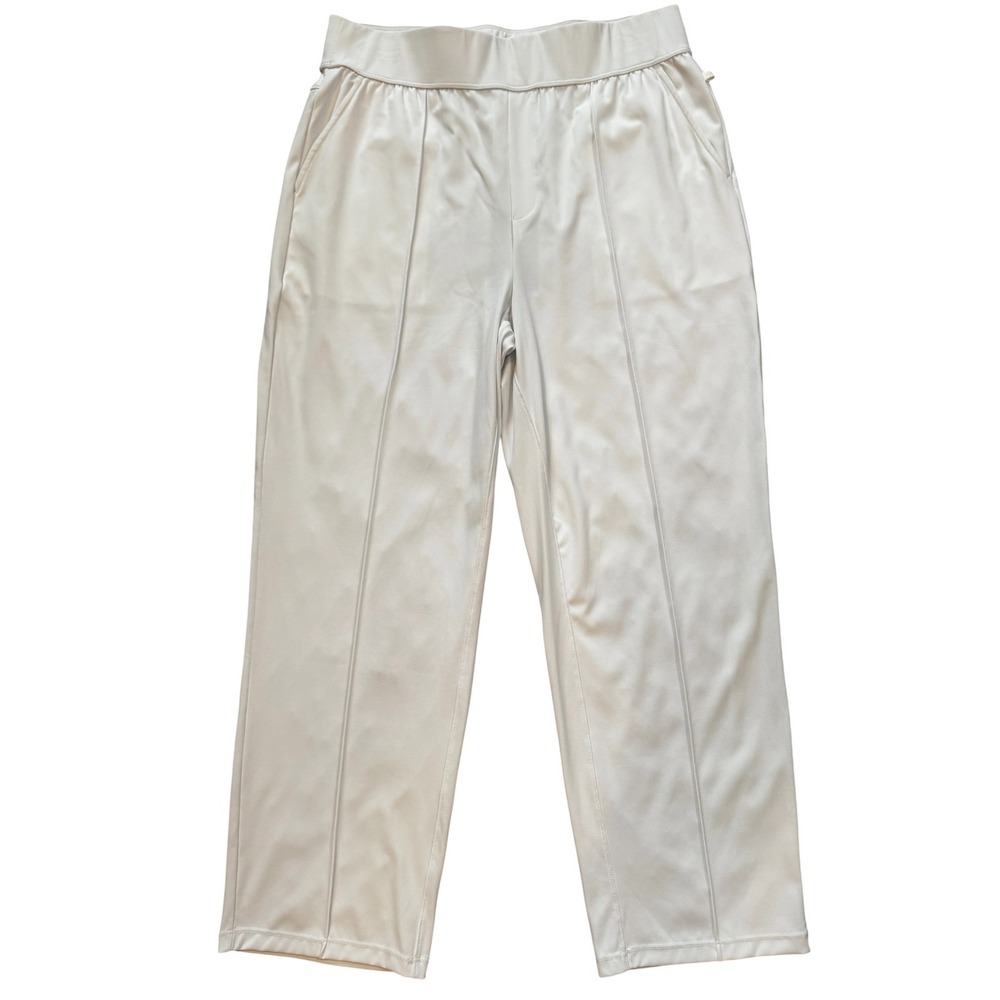 Halara White High Waisted Wide Leg Pintuck Seam Pockets Pants Large NWT